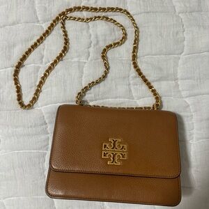 Tory Burch Tan Leather Crossbody with Gold Chain